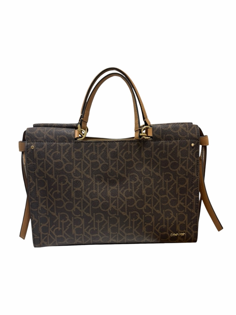 Calvin Klein Black/Tan Textured Leather Handbag